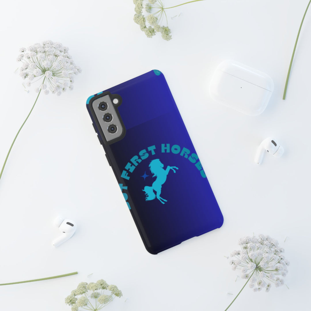But First Horses Phone Case – Durable Tough Case for Horse Lovers