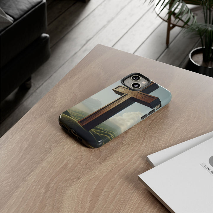Wooden Cross Phone Case, Inspirational Gift, Christian Decor, Faith-Based Accessory, Unique Tech Gift