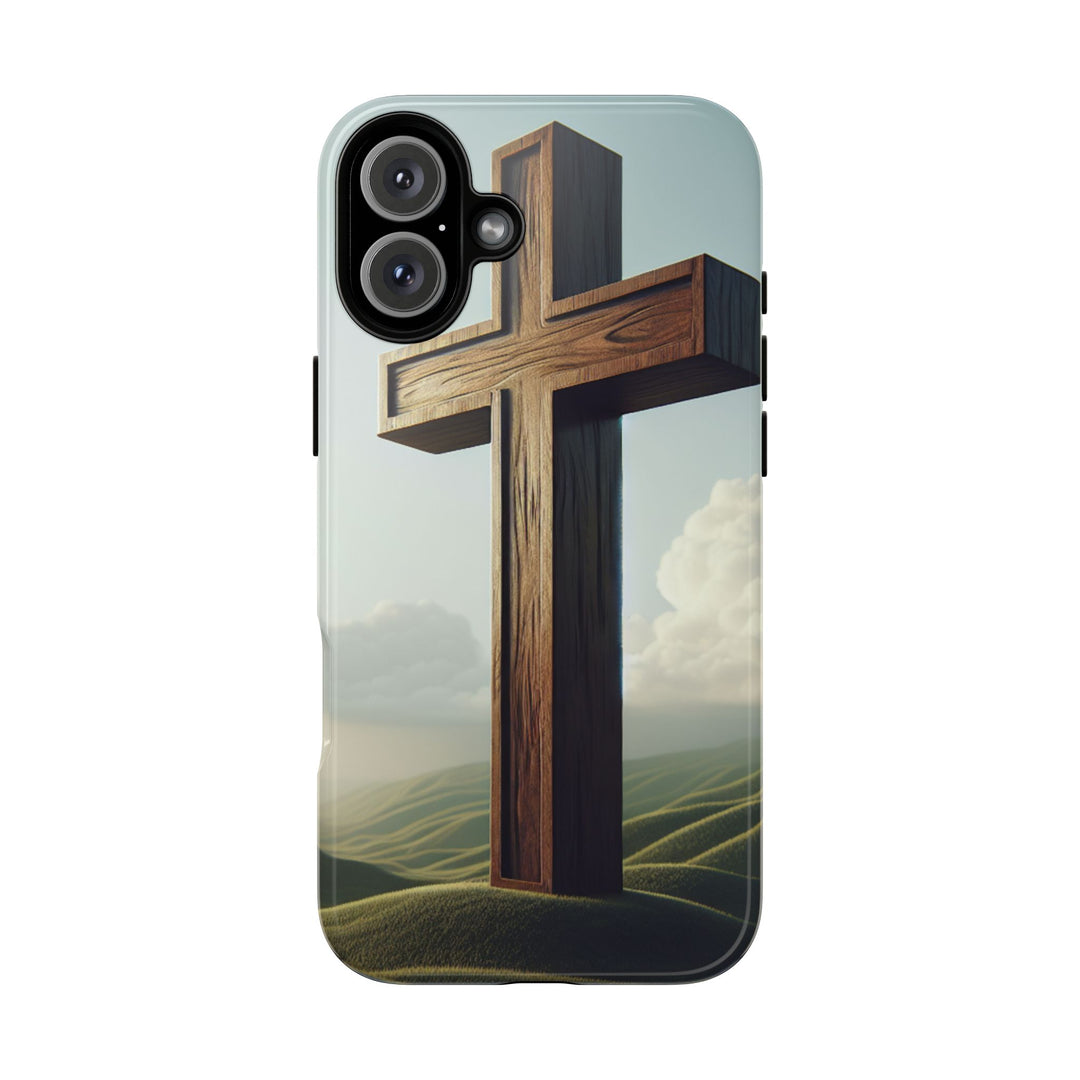Wooden Cross Phone Case, Inspirational Gift, Christian Decor, Faith-Based Accessory, Unique Tech Gift