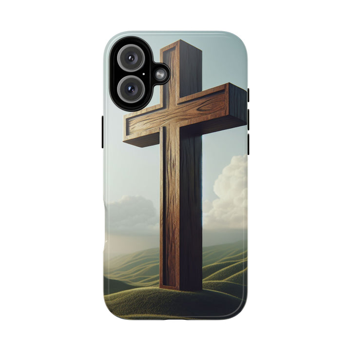 Wooden Cross Phone Case, Inspirational Gift, Christian Decor, Faith-Based Accessory, Unique Tech Gift