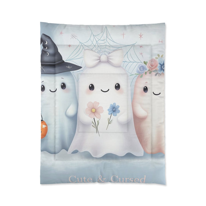 Cute & Cursed Ghost Comforter | Spooky Bedding for Halloween | Cozy Bedroom Decor | Kids' Room | Whimsical Home Accents