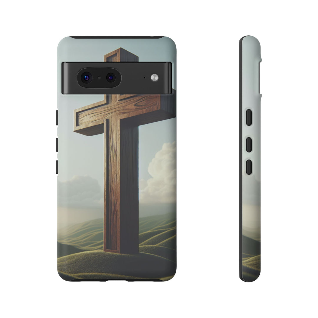 Wooden Cross Phone Case, Inspirational Gift, Christian Decor, Faith-Based Accessory, Unique Tech Gift