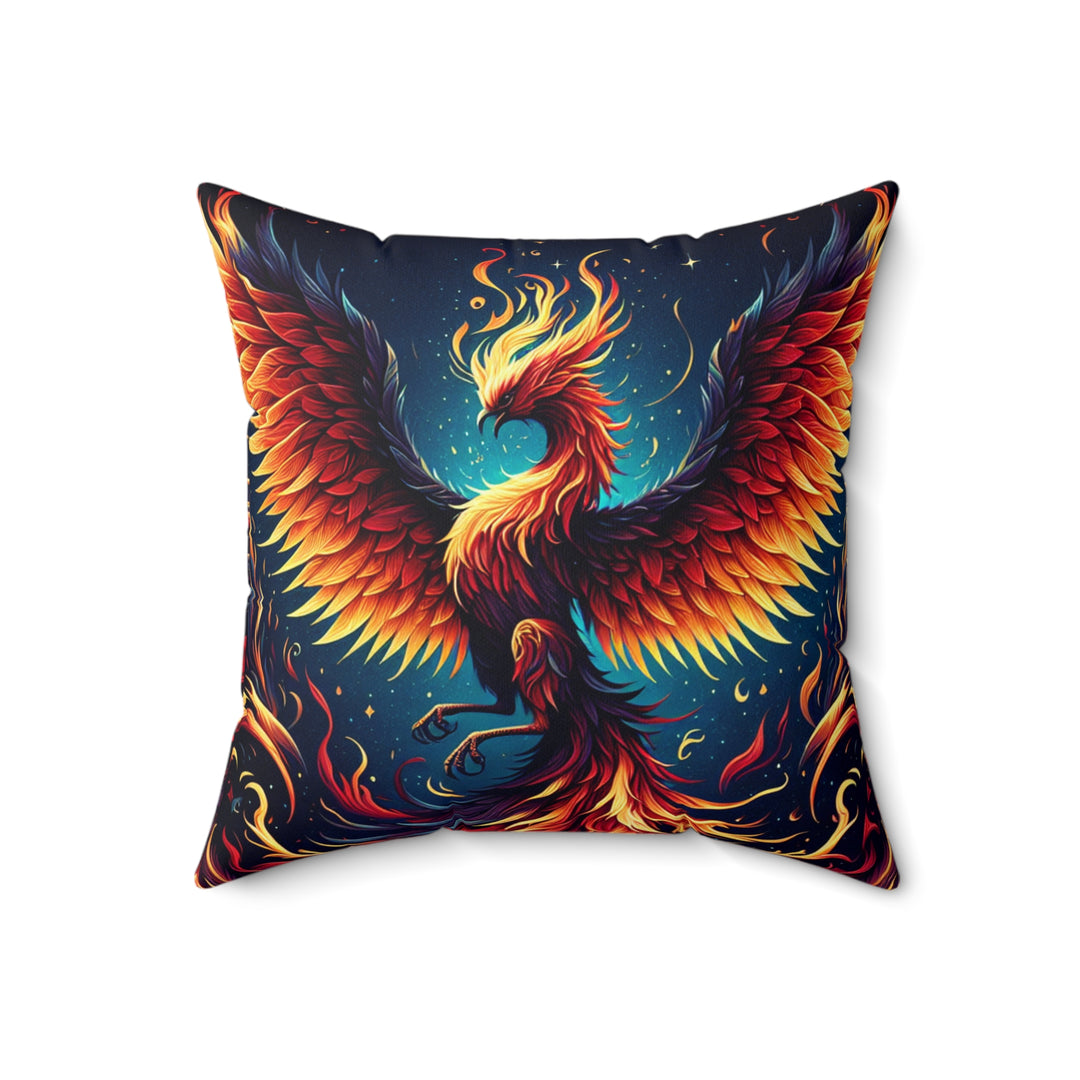 Vibrant Phoenix Throw Pillow, Bohemian Home Decor, Fire Element Cushion, Cozy Living Room Accent, Unique Gift for Dragon Lovers