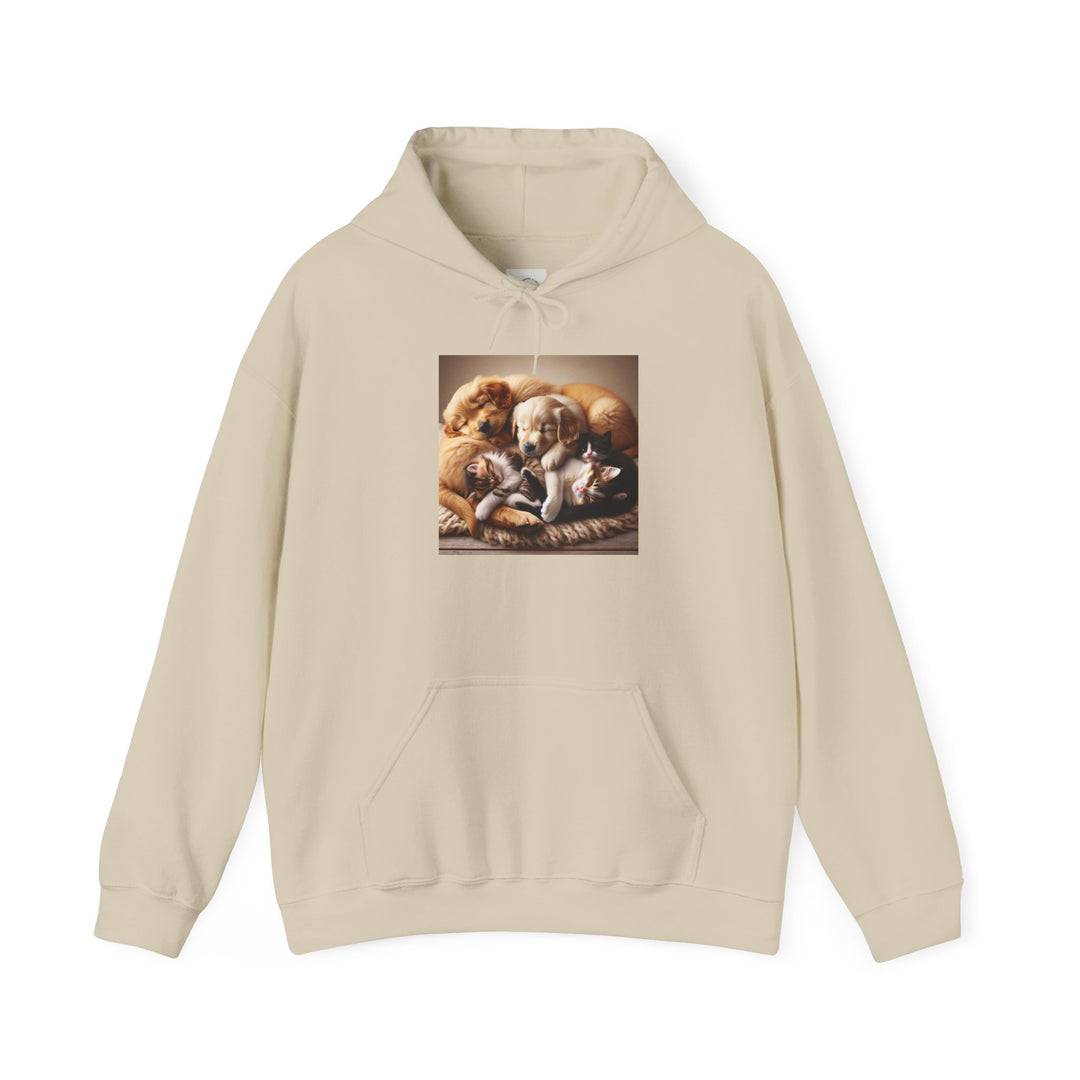 Cozy Pet Pals Hooded Sweatshirt - Animal Lover Gift, Cute Hoodie, Dog Cat Sweatshirt, Casual Wear, Cozy Gift