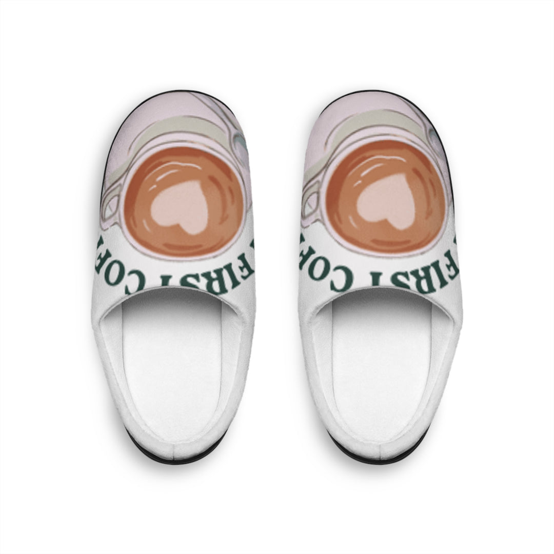 Funny Women&#39;s Coffee Slippers - &quot;But First, Coffee&quot; Indoor Footwear