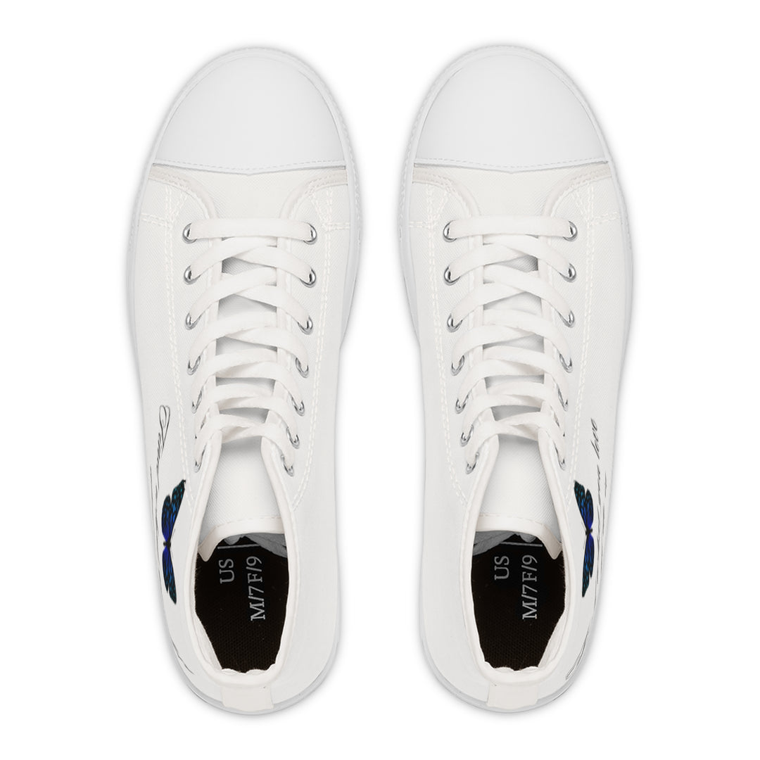 Women&#039;s High Top Sneakers with Butterfly Design - Inspire Your Style