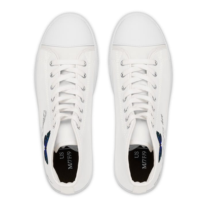 Women&#039;s High Top Sneakers with Butterfly Design - Inspire Your Style