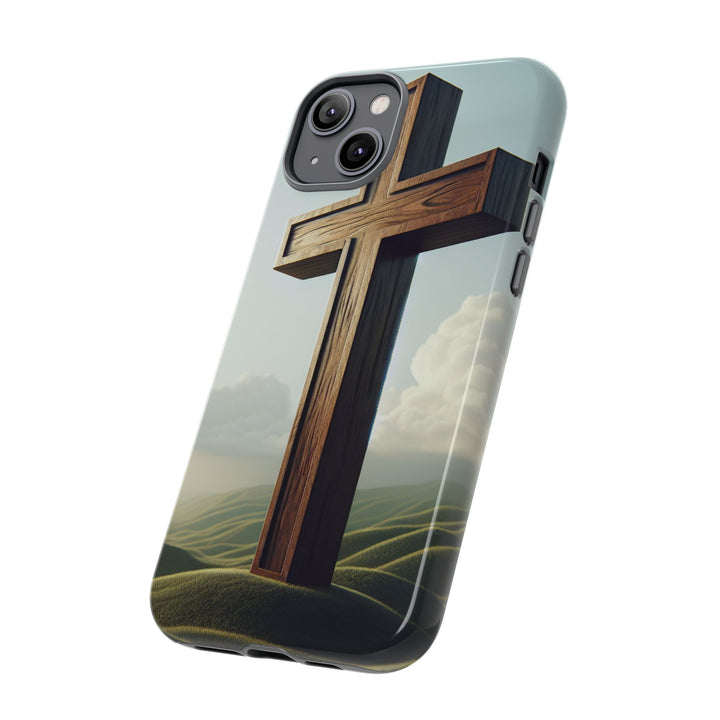 Wooden Cross Phone Case, Inspirational Gift, Christian Decor, Faith-Based Accessory, Unique Tech Gift