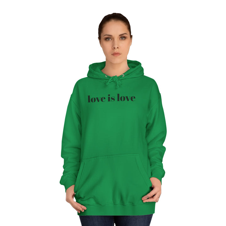 Unisex Love is Love Hoodie - Rainbow College Sweatshirt for Pride, LGBTQ+, Everyday Wear, Gift, Casual Style