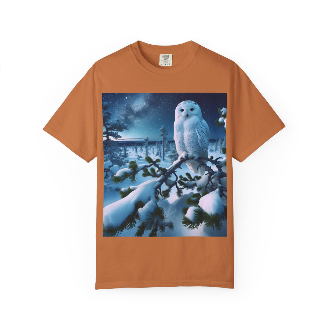 Mystical Owl Unisex Garment-Dyed T-Shirt – Cozy Winter Vibes