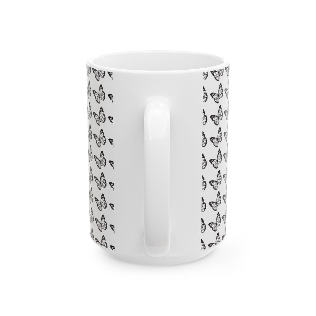 Butterfly Pattern Ceramic Mug - Elegant Gift for Nature Lovers