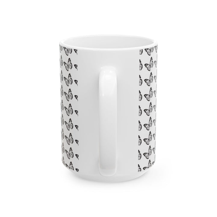 Butterfly Pattern Ceramic Mug - Elegant Gift for Nature Lovers