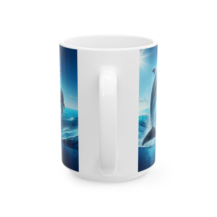 Dolphin Waves Ceramic Mug - Ocean-Themed Coffee Cup for Sea Lovers