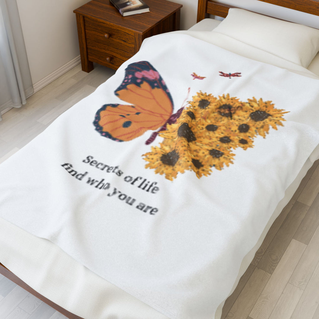 Inspiring Velveteen Plush Blanket - "Secrets of Life Find Who You Are"