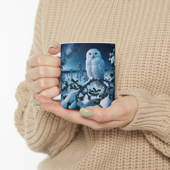 Winter Owl Ceramic Mug - Cozy 11oz & 15oz Coffee Cup for Nature Lovers