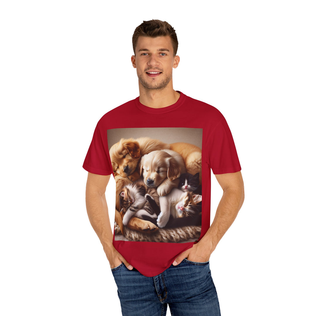 Cute Pets Snuggle Unisex Garment-Dyed T-shirt
