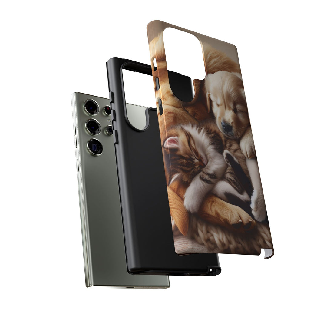 Cute Pets Phone Case - Adorable Puppy and Kitten Design, Animal Lover Gift