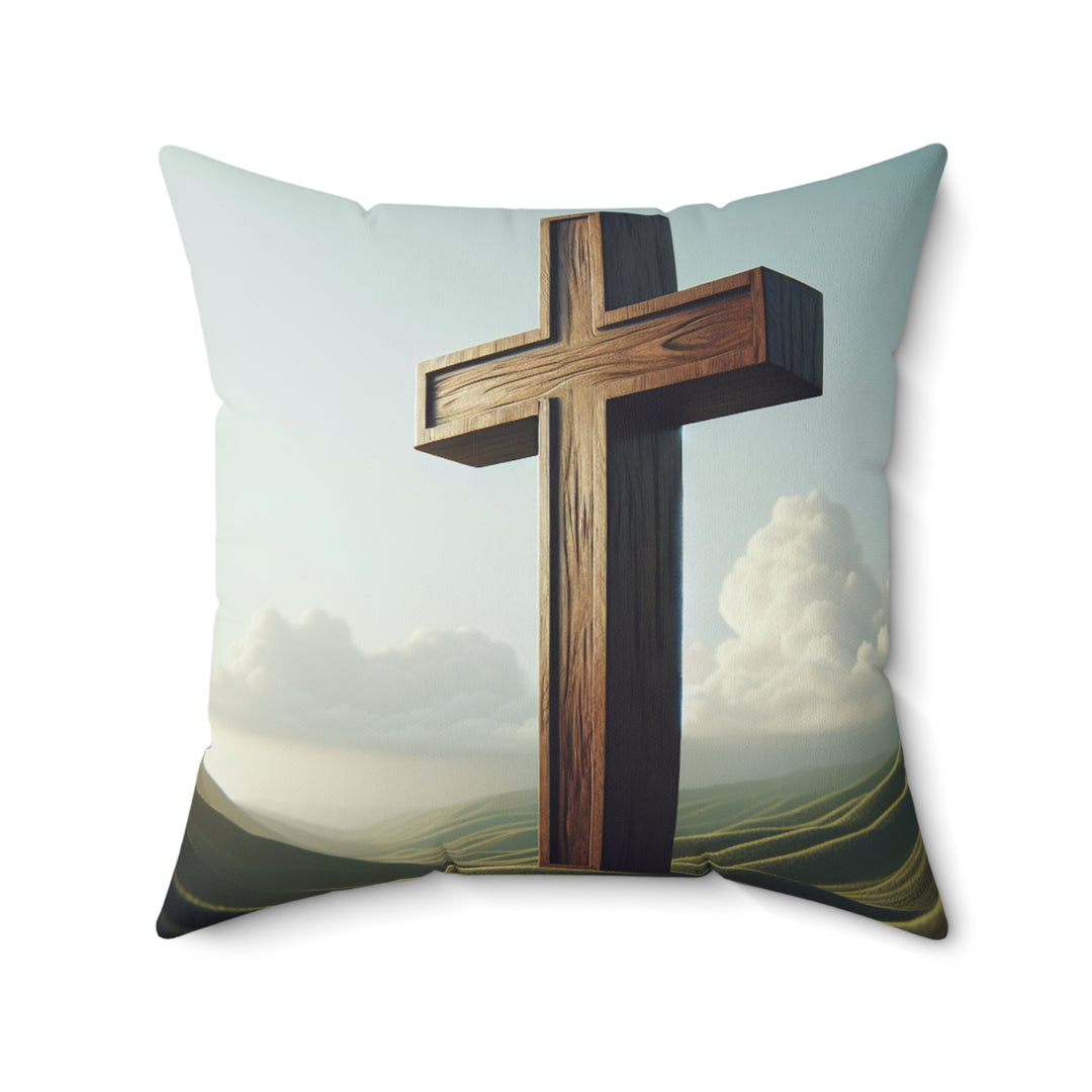 Christian Cross Decorative Pillow, Spiritual Home Decor, Religious Gift for Easter, Thanksgiving, Faith-Based Pillow