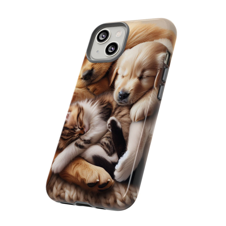 Cute Pets Phone Case - Adorable Puppy and Kitten Design, Animal Lover Gift
