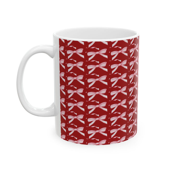 Elegant Red Ribbon Ceramic Mug - Perfect for Gift Giving and Home Decor