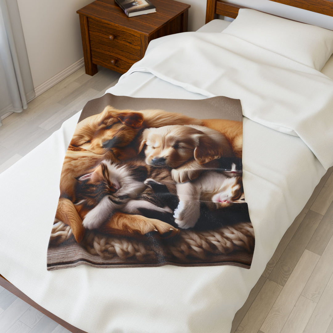 Cozy Pet-Themed Velveteen Plush Blanket - Perfect for Animal Lovers