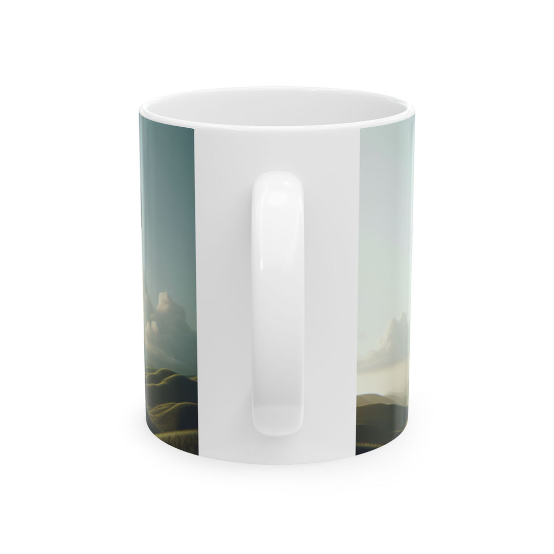 Faith-Inspired Ceramic Mug with Scenic Cross Design, Coffee Cup for Christians, Spiritual Gift, Prayer Mug, Religious Decor