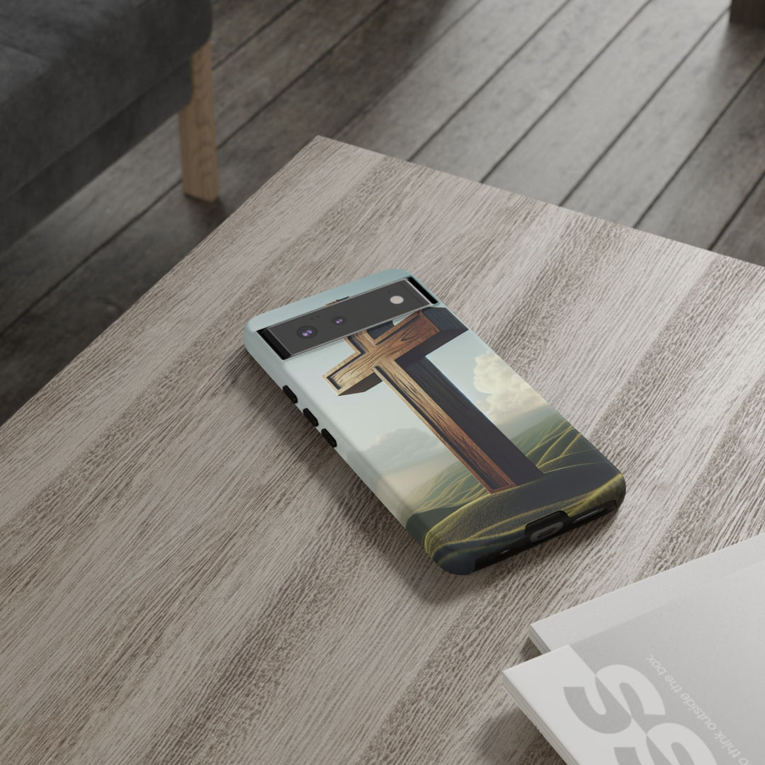 Wooden Cross Phone Case, Inspirational Gift, Christian Decor, Faith-Based Accessory, Unique Tech Gift