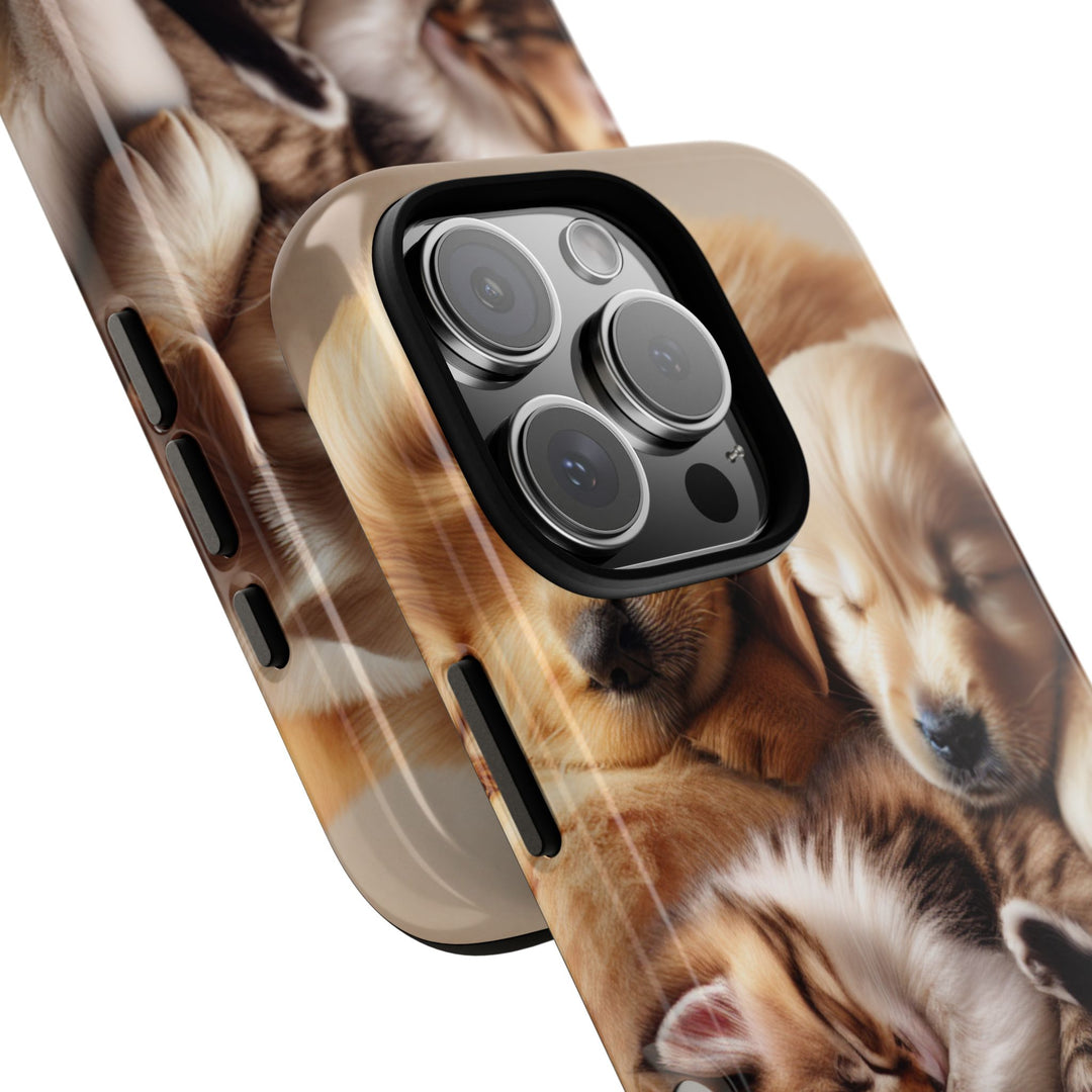 Cute Pets Phone Case - Adorable Puppy and Kitten Design, Animal Lover Gift