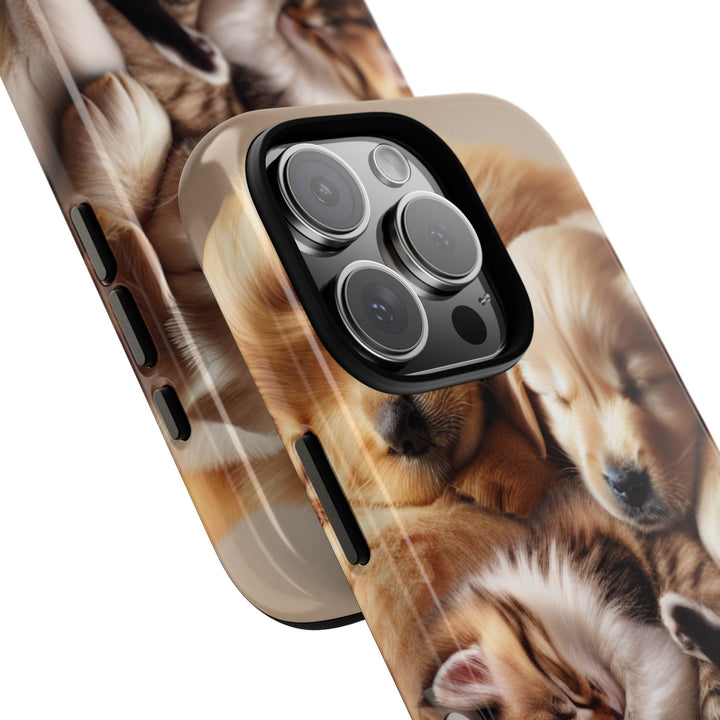 Cute Pets Phone Case - Adorable Puppy and Kitten Design, Animal Lover Gift