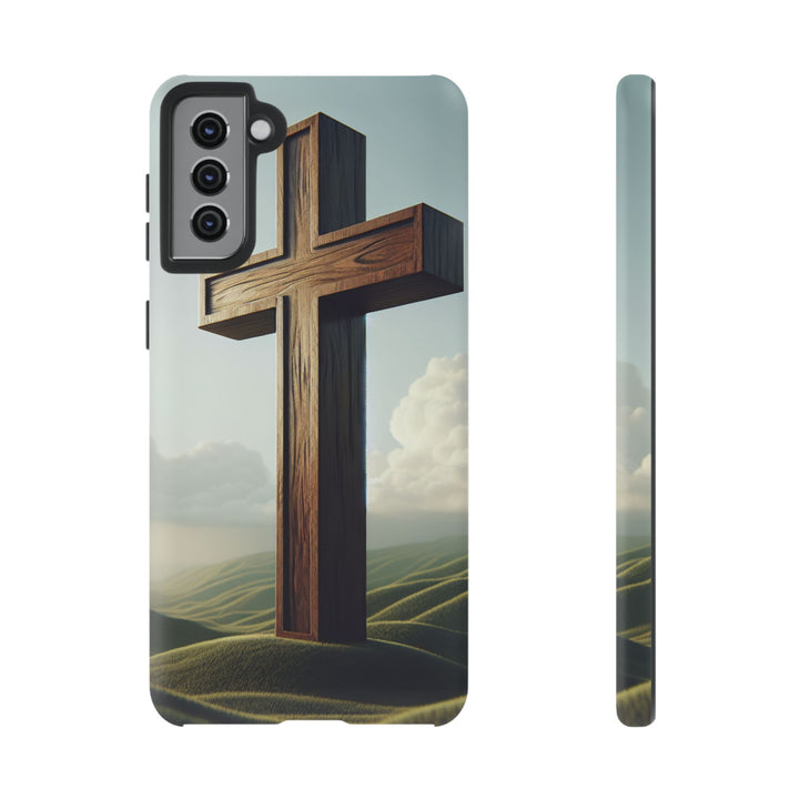 Wooden Cross Phone Case, Inspirational Gift, Christian Decor, Faith-Based Accessory, Unique Tech Gift