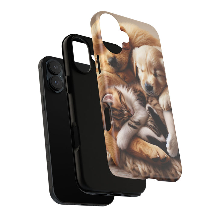 Cute Pets Phone Case - Adorable Puppy and Kitten Design, Animal Lover Gift