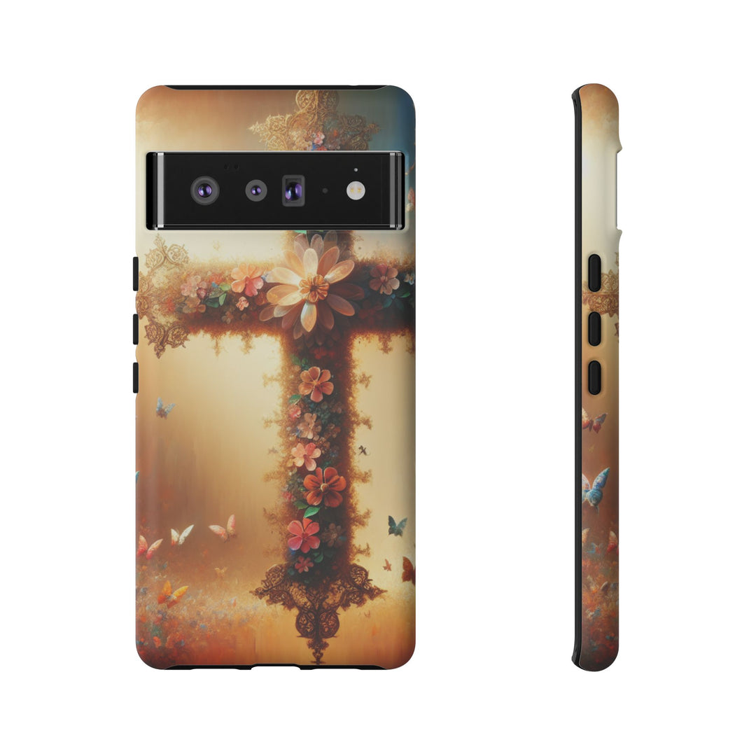 Floral Cross Phone Case, Tough Cases for Christians, Religious Gifts, Cute Floral Accessories, Chic Phone Cover, Spring Vibes