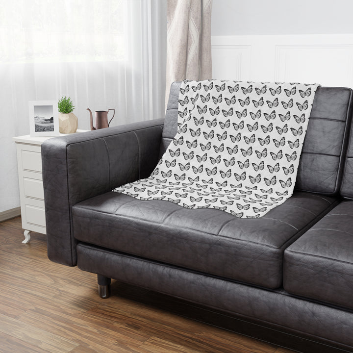 Butterfly Pattern Minky Blanket - Cozy Soft Throw for Kids and Adults