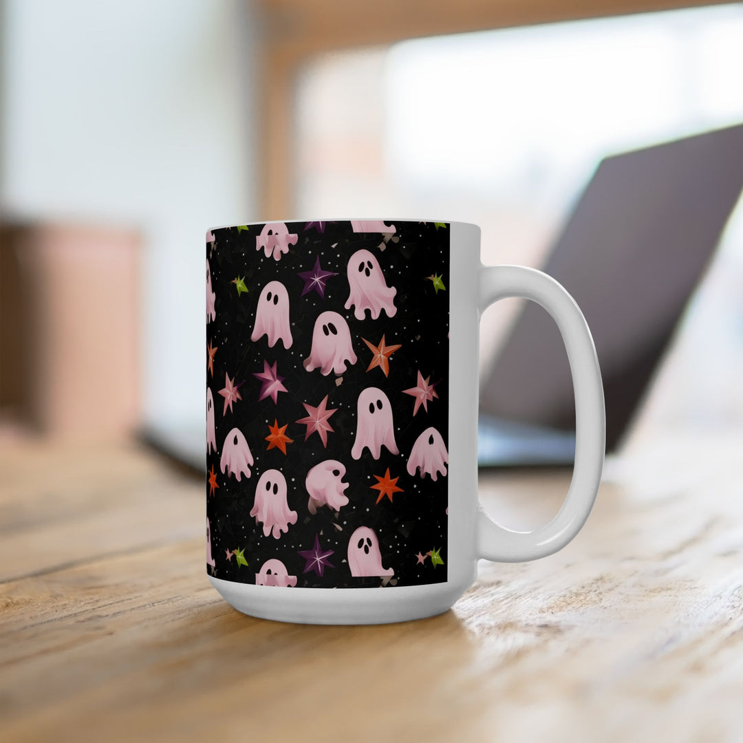 Cute Ghosts Ceramic Mug - Fun Halloween Drinkware, Gift for Friends, Coffee Lover's Mug, Spooky Decorations, Starry Night Design