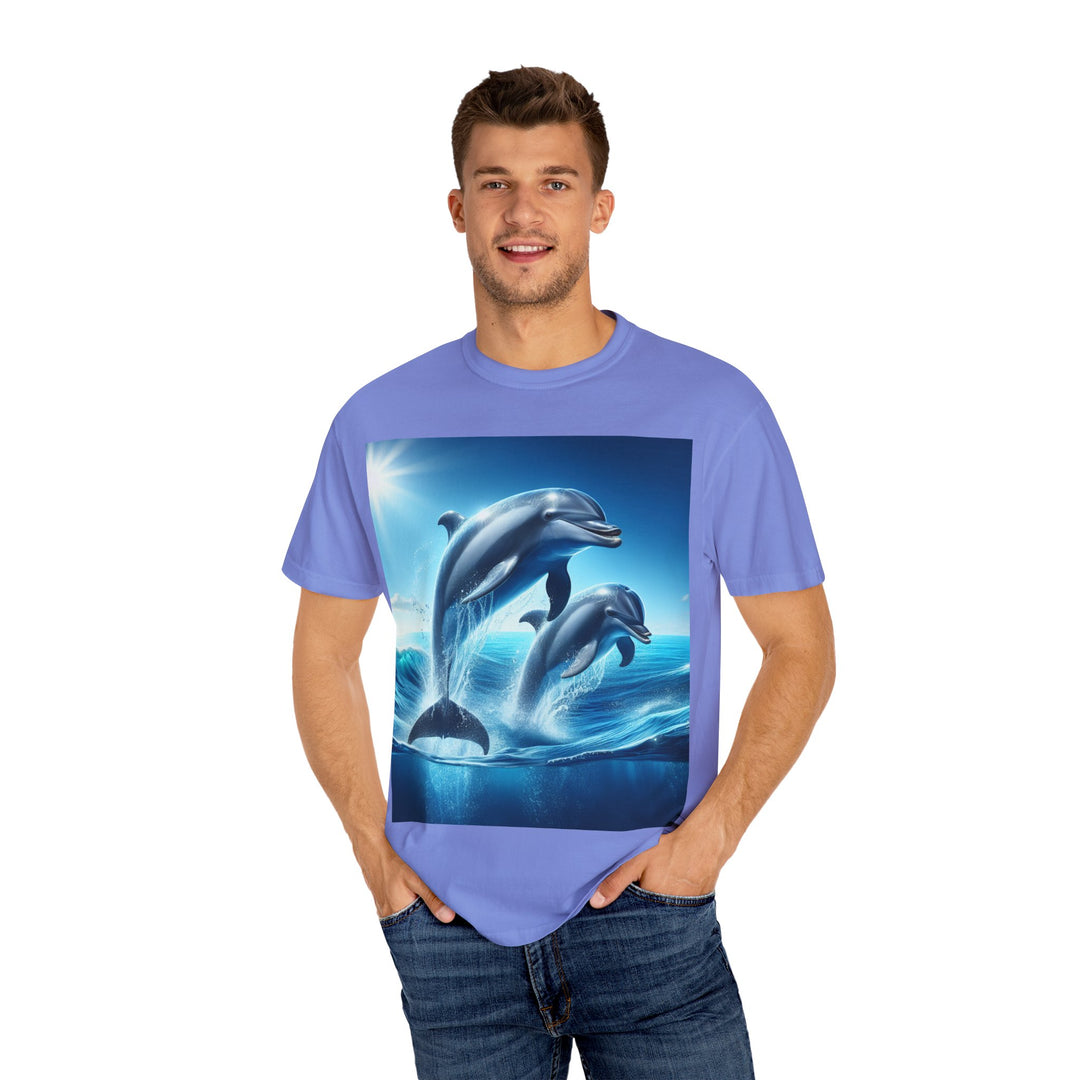 Ocean Jumping Dolphins T-Shirt - Unisex Garment-Dyed Tee