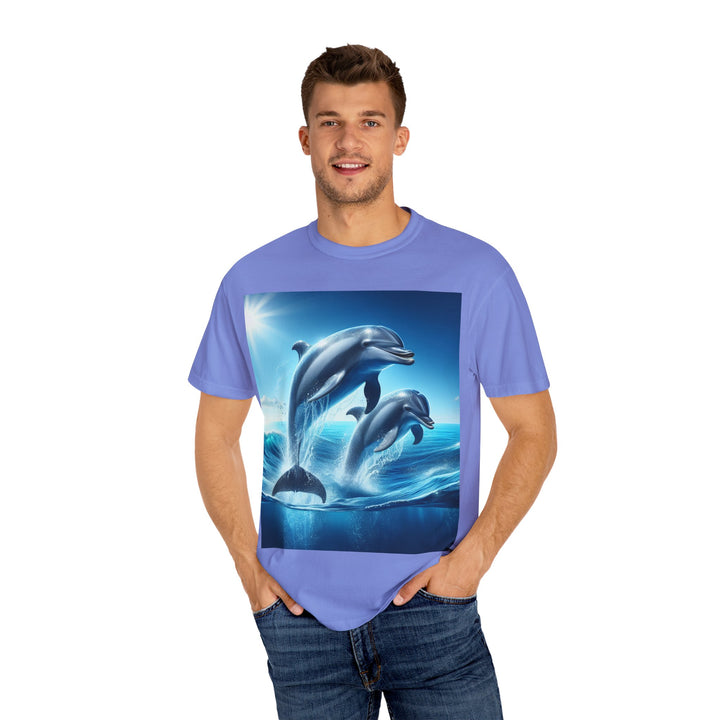 Ocean Jumping Dolphins T-Shirt - Unisex Garment-Dyed Tee
