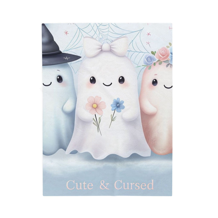 Cute & Cursed Ghost Plush Blanket, Cozy Throw for Fall, Halloween Decor, Spooky Season Gift, Home Comfort
