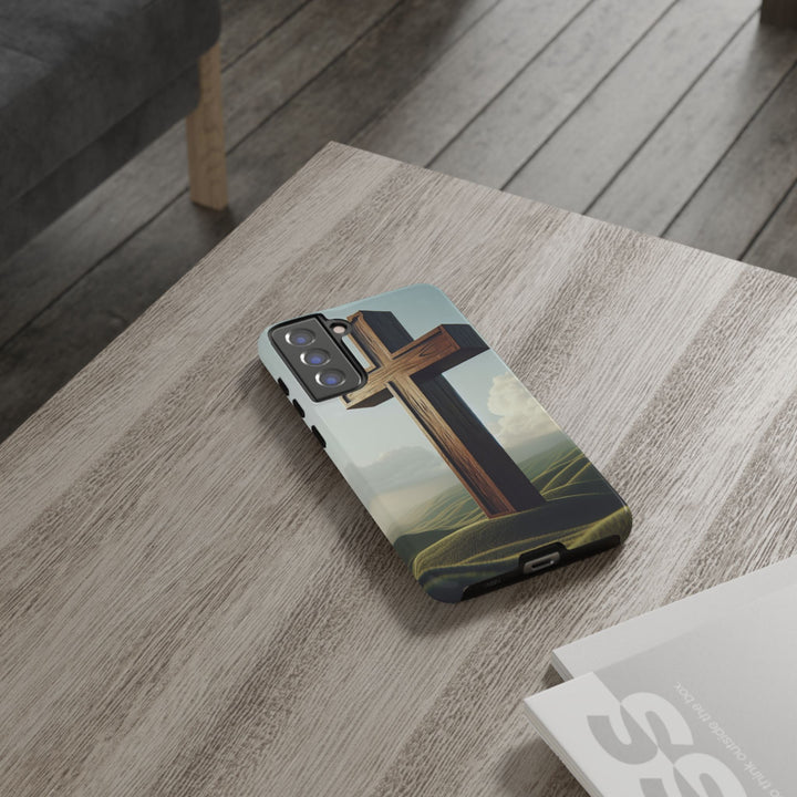 Wooden Cross Phone Case, Inspirational Gift, Christian Decor, Faith-Based Accessory, Unique Tech Gift