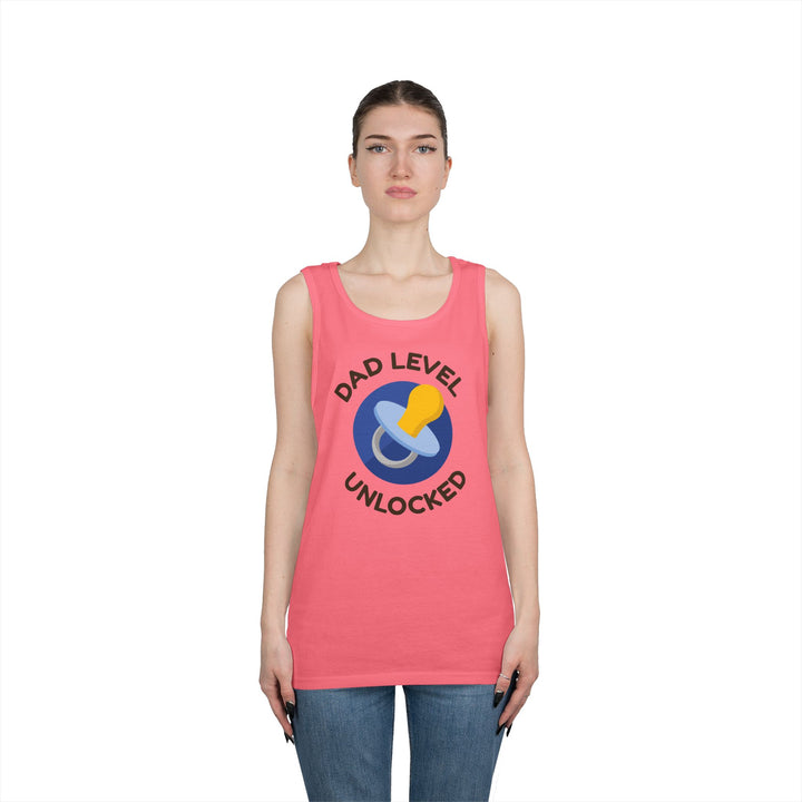 Dad Level Unlocked Tank Top - Unisex Heavy Cotton Sleeveless Shirt for New Dads