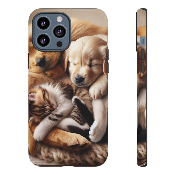 Cute Pets Phone Case - Adorable Puppy and Kitten Design, Animal Lover Gift