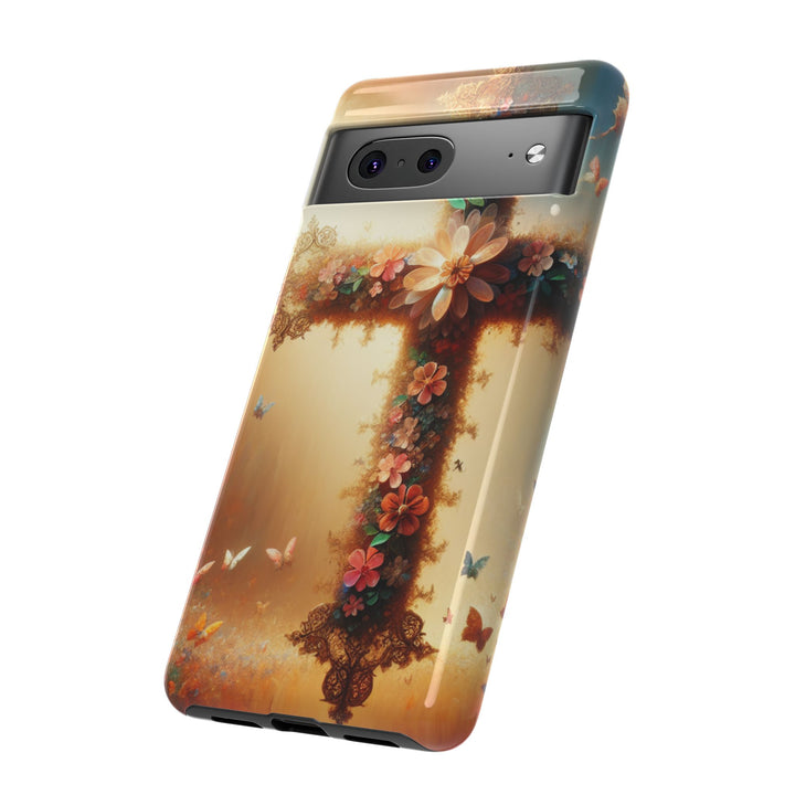 Floral Cross Phone Case, Tough Cases for Christians, Religious Gifts, Cute Floral Accessories, Chic Phone Cover, Spring Vibes