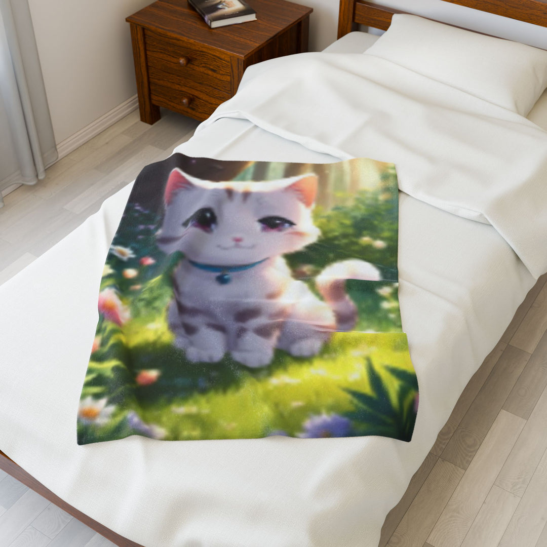 Velveteen Plush Blanket ai cat