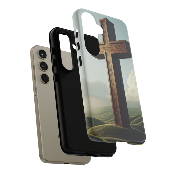Wooden Cross Phone Case, Inspirational Gift, Christian Decor, Faith-Based Accessory, Unique Tech Gift
