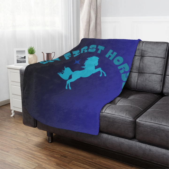 But First Horses Minky Blanket – Cozy horse Throw for Horse Lovers