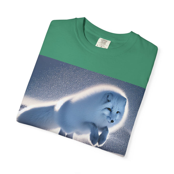 Snow Fox Jumping Unisex Garment-Dyed T-Shirt