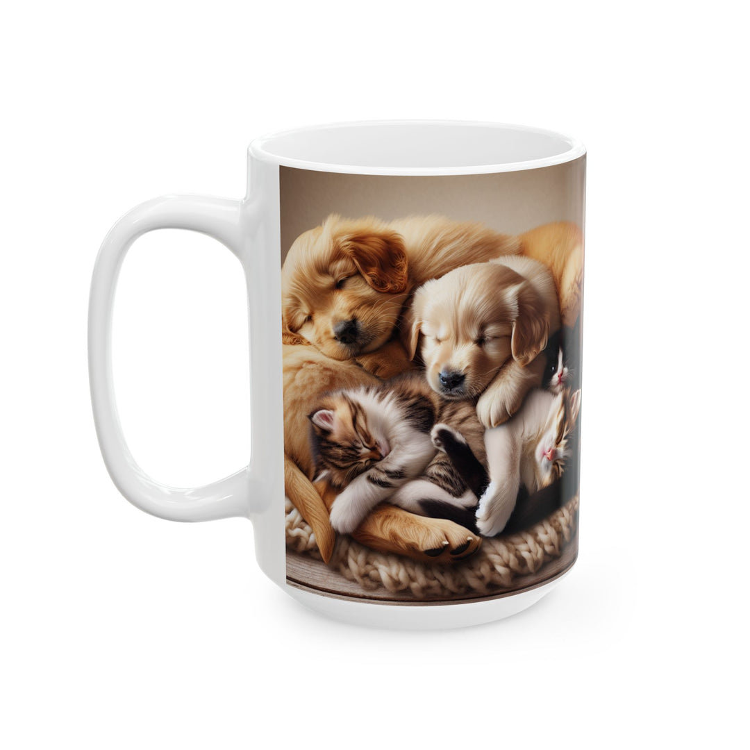 Cute Pets Ceramic Mug - Cozy 11oz & 15oz Coffee Cup for Animal Lovers