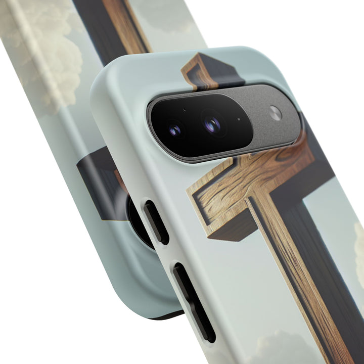 Wooden Cross Phone Case, Inspirational Gift, Christian Decor, Faith-Based Accessory, Unique Tech Gift