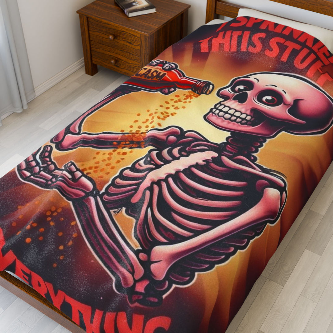 "Sarcasm" Skeleton Velveteen Plush Blanket