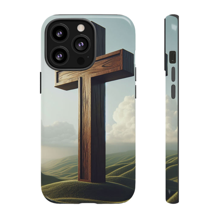 Wooden Cross Phone Case, Inspirational Gift, Christian Decor, Faith-Based Accessory, Unique Tech Gift