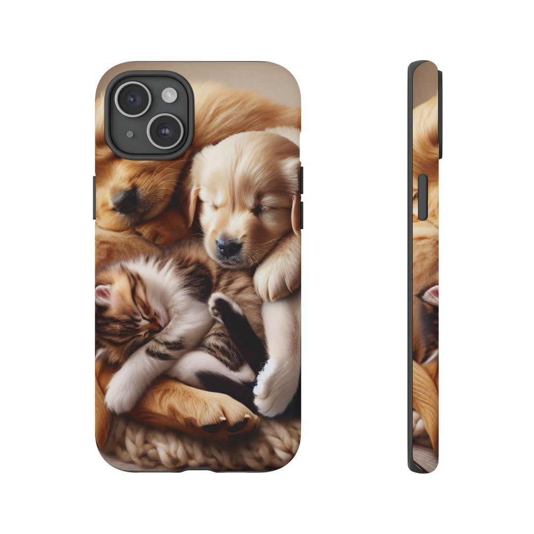 Cute Pets Phone Case - Adorable Puppy and Kitten Design, Animal Lover Gift